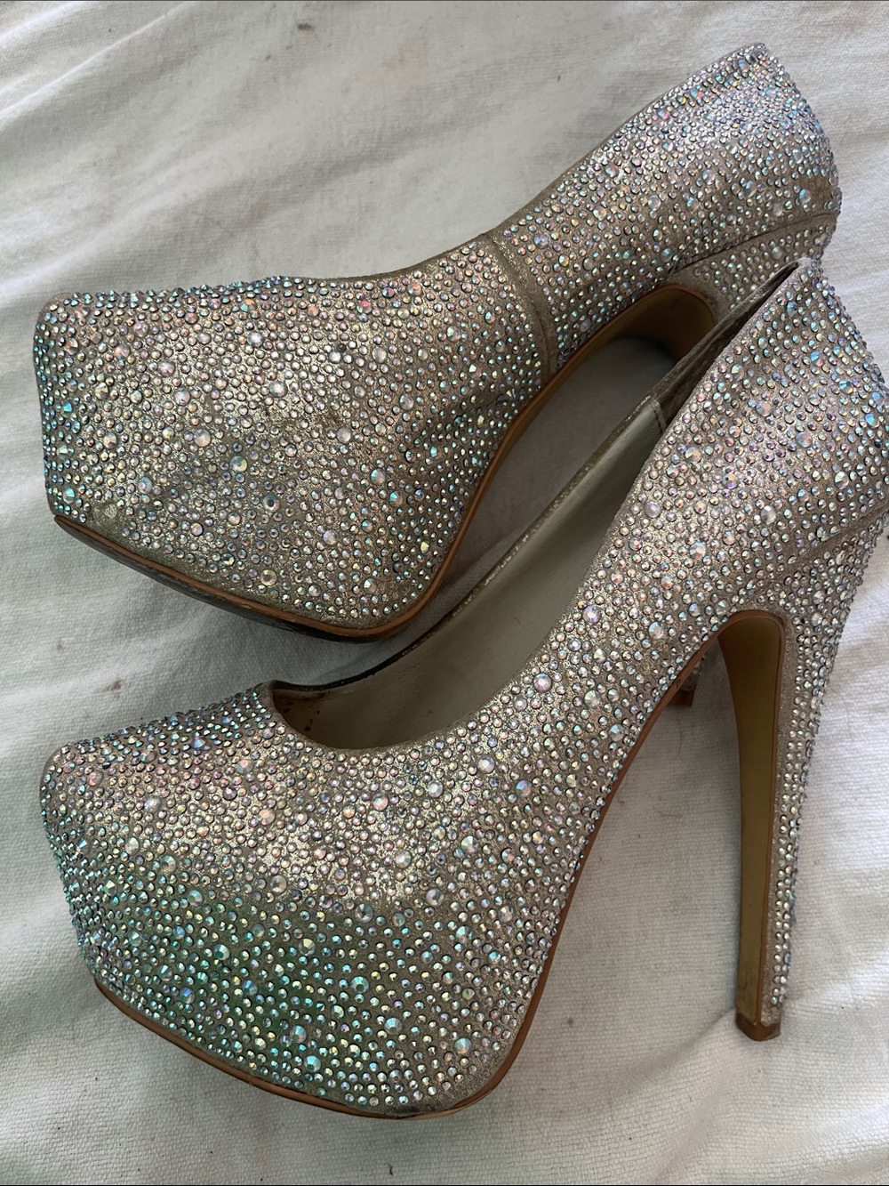 Steve Madden Women's Iridescent Crystal Platform High Heels